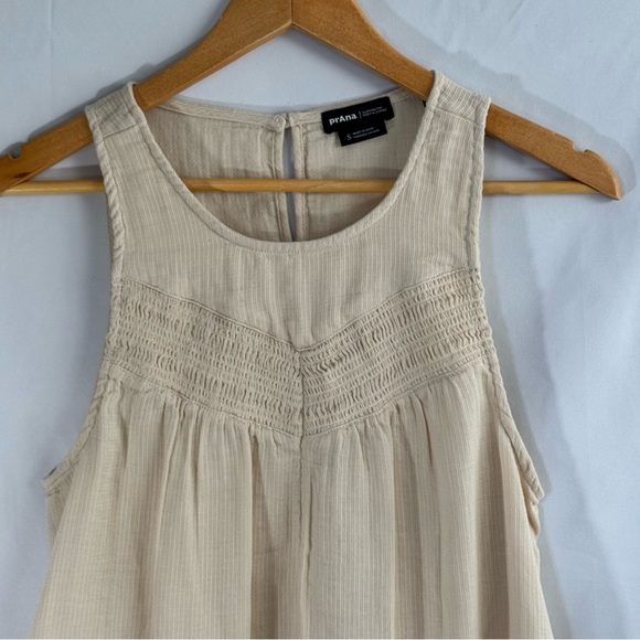 prAna Smocked Organic Cotton Tank Top | Natural | Size Small - Picture 3 of 7